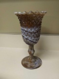 beautiful swirled Browns and creams slag glass gobblet/ candle holder
