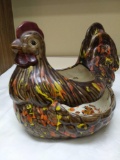 Drip Glaze Arnel's 1976 Ceramic Chicken Planter