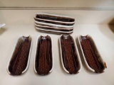 (8) Vintage Brown Glaze Pfaltzgraff Corn Trays