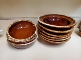 (9) Vintage HULL brown drip glazed Soup and Cereal bowls