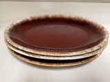 (3) HULL Brown Drip Platters, 12