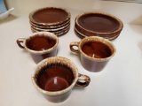 (13) pc. vintage HULL marked Crestone, Brown Drip plates and mugs
