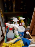 Cleaning Cabinet contents including Brass polish, Lysol, Old English