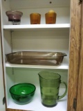 Colored Kitchen Incuding Green Ice Tea Pitcher and Brown Pyrex