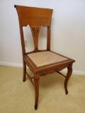 1 (of a pair) Victorian Art Nouveau side chair leather studded seat,