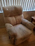 Suede Recliner, Beige, Needs a good cleaning, SWIVELS