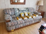 80's Vintage Wood Accent Cosby Sweater Couch