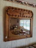 Gorgeous Hand Carved Wall Mounted Bull and Barbed Wire Engraved Mirror