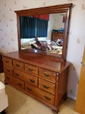 Nice Vintage 9 drawer mirrored Dresser, Korn Ind. Sumter Cabinet Co. S.C.