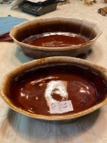 Large matching McCoy brown glaze casserole baking dishes