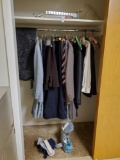 Closet grouping including CIRCLE S western suits, hefty over the door hanging racks, mens suits