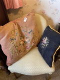 Two hand stitched upholstered pillows