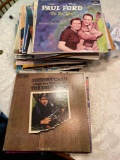 Collection of LP record albums including Johnny Cash