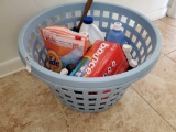 They don't make them like this anymore! Strong plastic, vintage laundry basket with contents