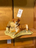 Larger Signed and numbered Lowell Davis figurine Dog and Painting supplies
