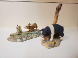 2 Lowell Davis signed figurines with breaks or repairs