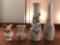 (4) Ceramic, Rough and Glazed, Floral Vases