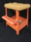 vintage orange metal Hirsch step stool, padded top