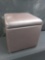 little brown faux leather storage cube ottoman