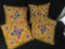 (4) Bright Yarn Embroidered Throw Pillow Cases, Currently (2) Top and Bottom Seat Sets