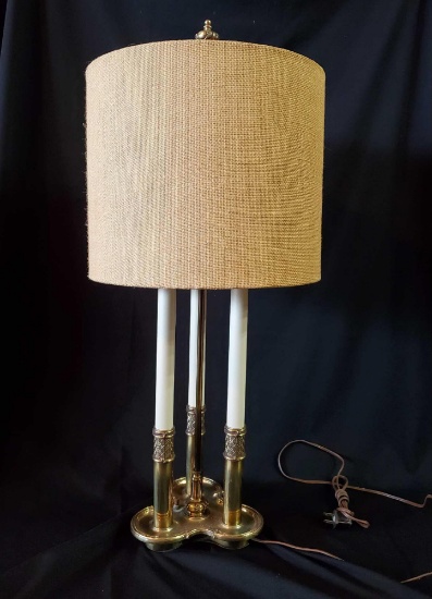 Stiffel Brass French Bouillotte 3-way candle table lamp, vintage