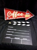 Battery-powered Coffee Sign Decor and Movie Film Clap Board Decor