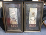 Framed King and Queen Chess Wall Art