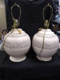 Pair of Southwestern Spherical Pottery Style Table Lamps