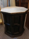 Very Old Octagonal Secret Barrel Side Table with redone? Laminate Tile Top?