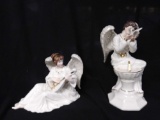 Pair of Vintage O'WELL Porcelain Angel Figures, Sundial and Lute