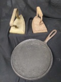 Trio of Rough rustic Bast Iron Including Wagner Ware