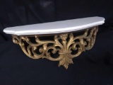 large Syroco wall shelf made in USA, Ivory and gold