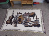 Musical Instrument / Band Tassled Throw Blanket