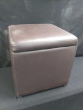 little brown faux leather storage cube ottoman