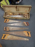 Long Wooden Toolbox with contents