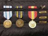 Full Size Military Medals with Ribbons and tack bars, Korean Era