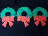 (3) Vtg Melted Plastic Popcorn Wreath Decorations Christmas