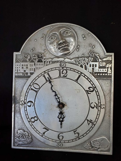 Pewter MOON clock , vintage