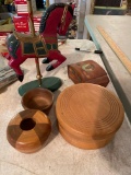 Lot of wooden goodies including turned wood and carousel horse