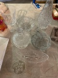 7 pieces vintage and antique glass including cut crystal and frog