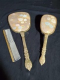 Darling Vintage Ladies DRESSER SET Goldtone mirror, brush, comb