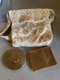 Vintage ladies lot with Beaded handbag, Evans Gold mail wallet and Rex fifth Avenue compact