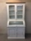 Large Beautiful General Store Style Cabinet W/ Curved Glass, Storage Farmhouse
