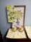 adorable lemon grouping including cute mugs, table runner, wood framed lemon tree sign