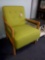 CLASSY MID-CENTURY MODERN WOOD ARM CHAIR WITH LIME GREEN PADDING