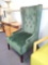 CLASSY MCM TUFTED ARMCHAIR WING EMERALD VELVET SMOKING CHAIR