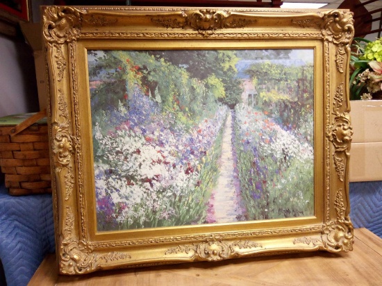 30"x36" ORIGINAL FRAMED ARTWORK SIGNED, IN THE STYLE OF MONET, PROFESSIONAL QUALITY