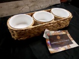 NEW STOCK Made Terra Dip Set with 3 Porcelain Ceramic Dip Condiment Bowls