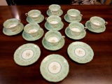 21 PIECE ROYAL WORCESTER, TEACUPS AND SAUCERS, 9 PLACE SETTING, CERES