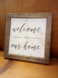NEW TAGGED WELCOME TO OUR HOME NEUTRAL HERRINGBONE SIGN 10X10